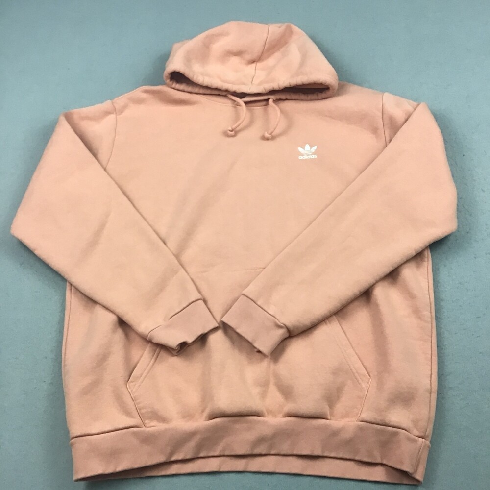 Adidas Hoodie Men Extra Large Pink Fleece Pullover Primgreen Trefoil Logo XL